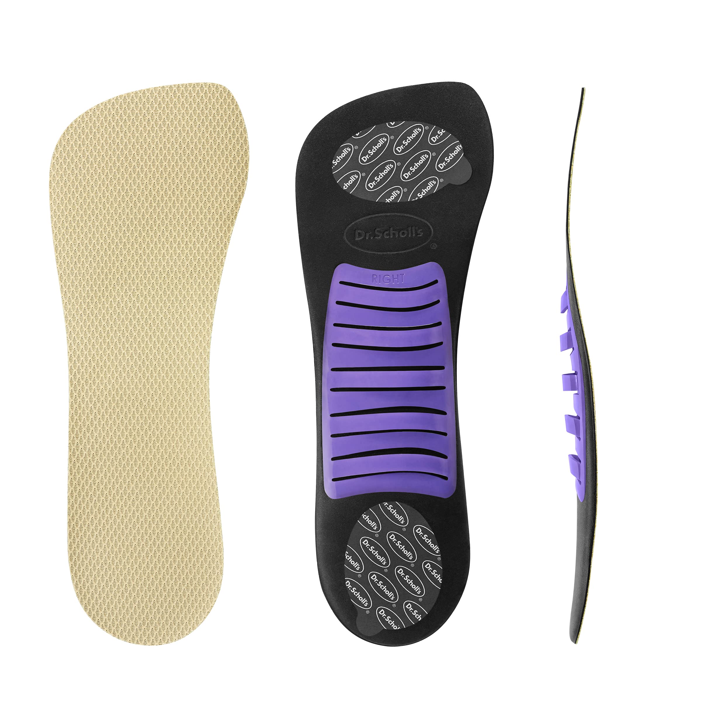 Dr. Scholl's plantilla colocada en un zapato de tacón, mayor estabilidad y confort