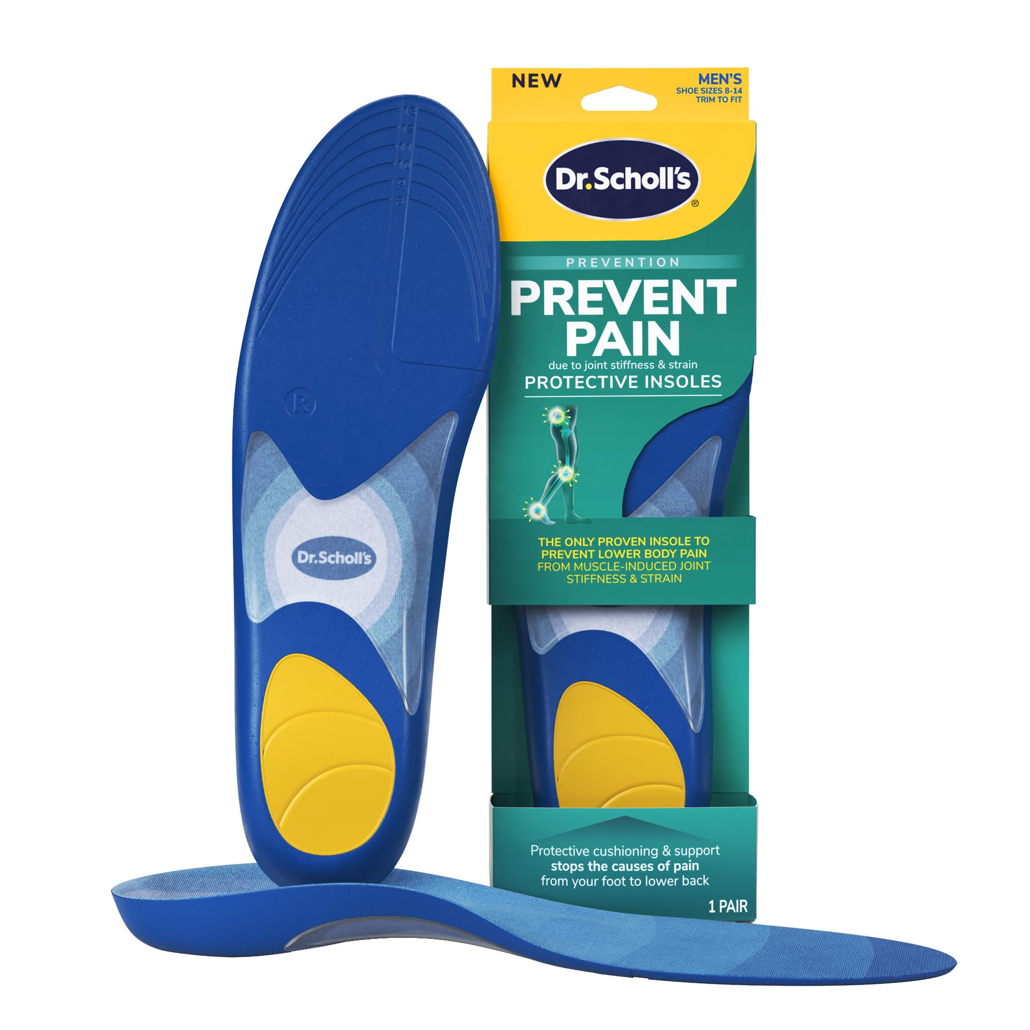 Dr. Scholl's frontal del empaque mostrando protección y talla