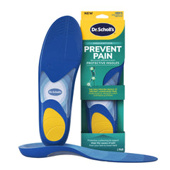 Dr. Scholl's frontal del empaque mostrando protección y talla