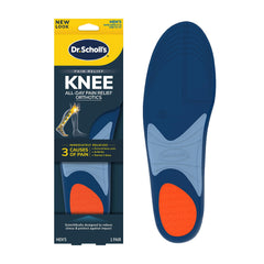 Dr. Scholl's vista frontal del empaque mostrando las plantillas y beneficio de alivio