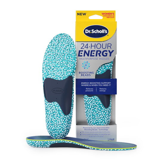 Dr. Scholl's plantilla frontal empaquetada mostrando diseño y comodidad