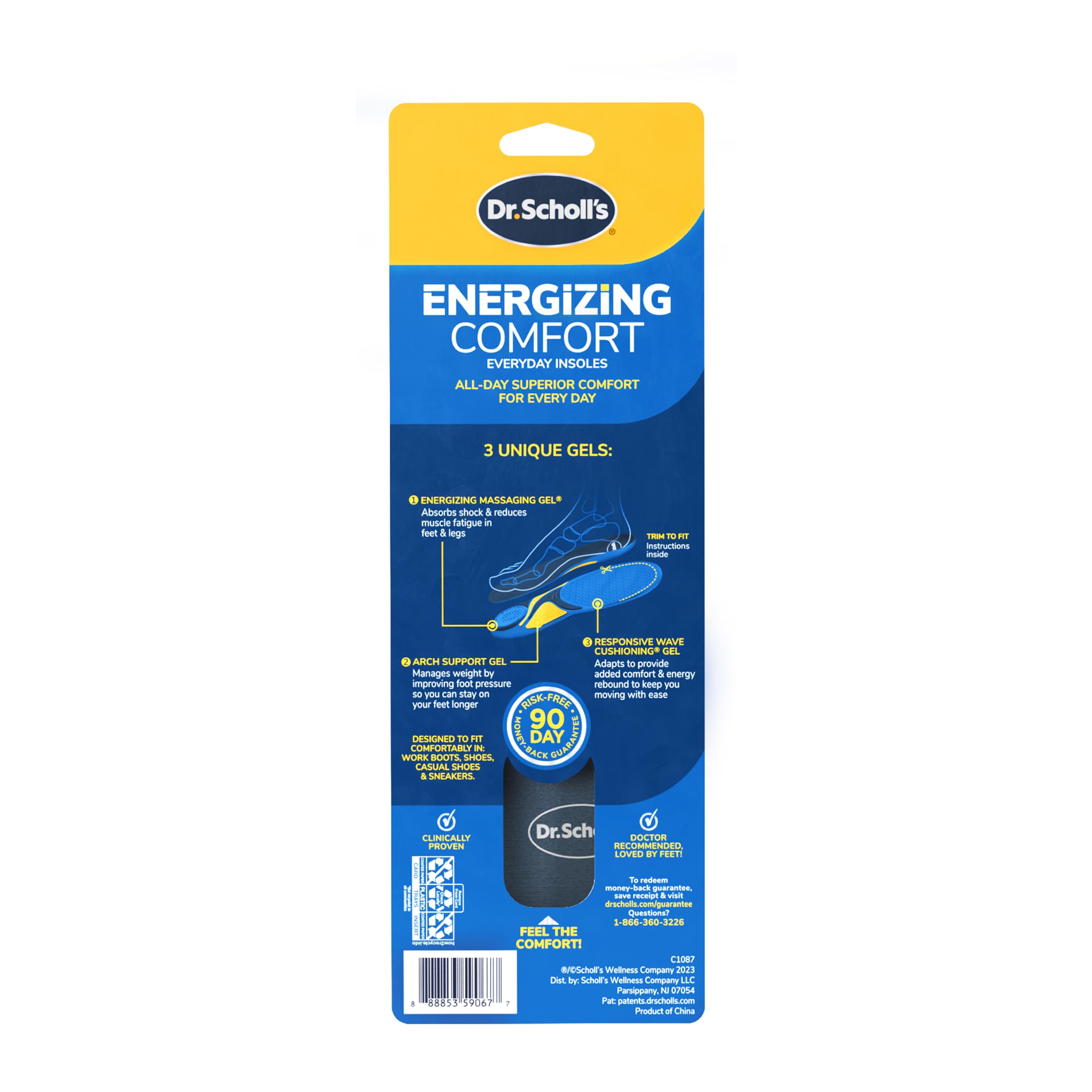 Plantillas Dr. Scholl's dentro de zapatos casuales en ambiente cotidiano y cómodo