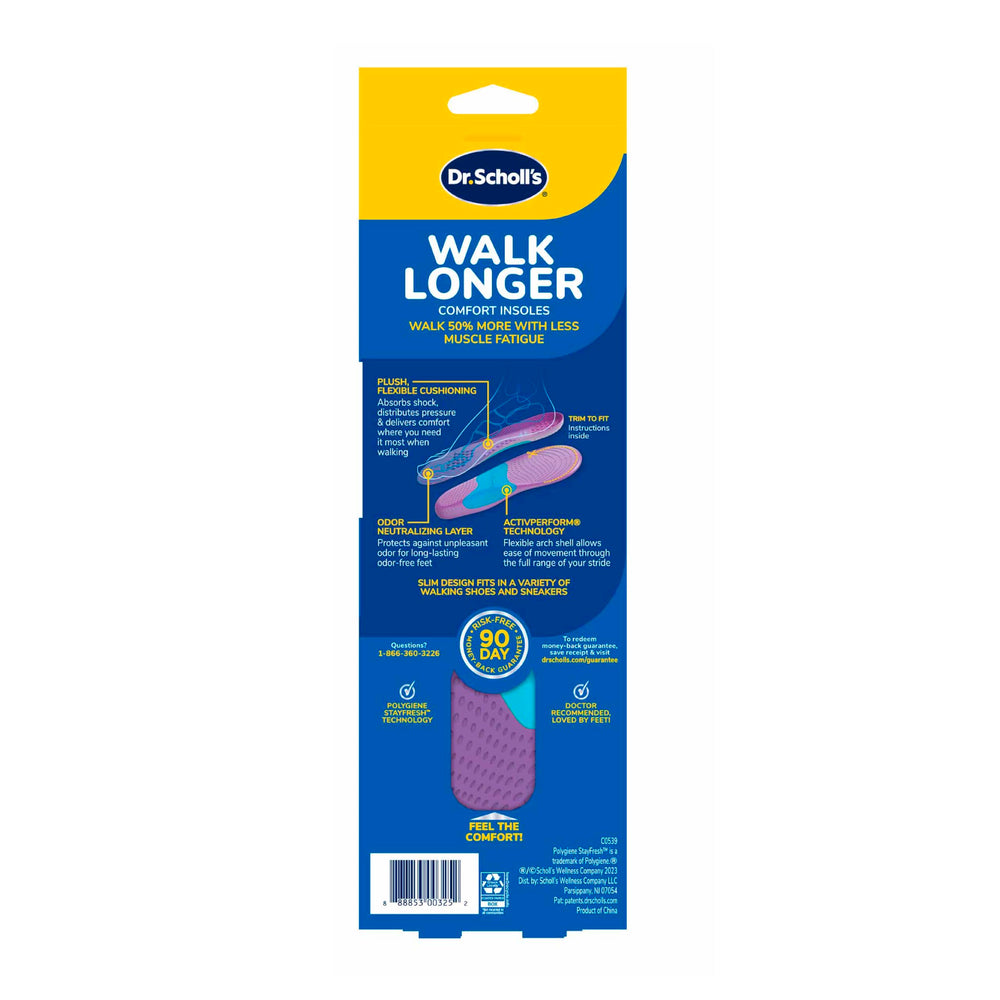 Dr. Scholl's persona caminando en ciudad con plantillas para confort prolongado