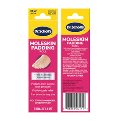 Dr. Scholl's rollo siendo recortado con tijeras para uso inmediato