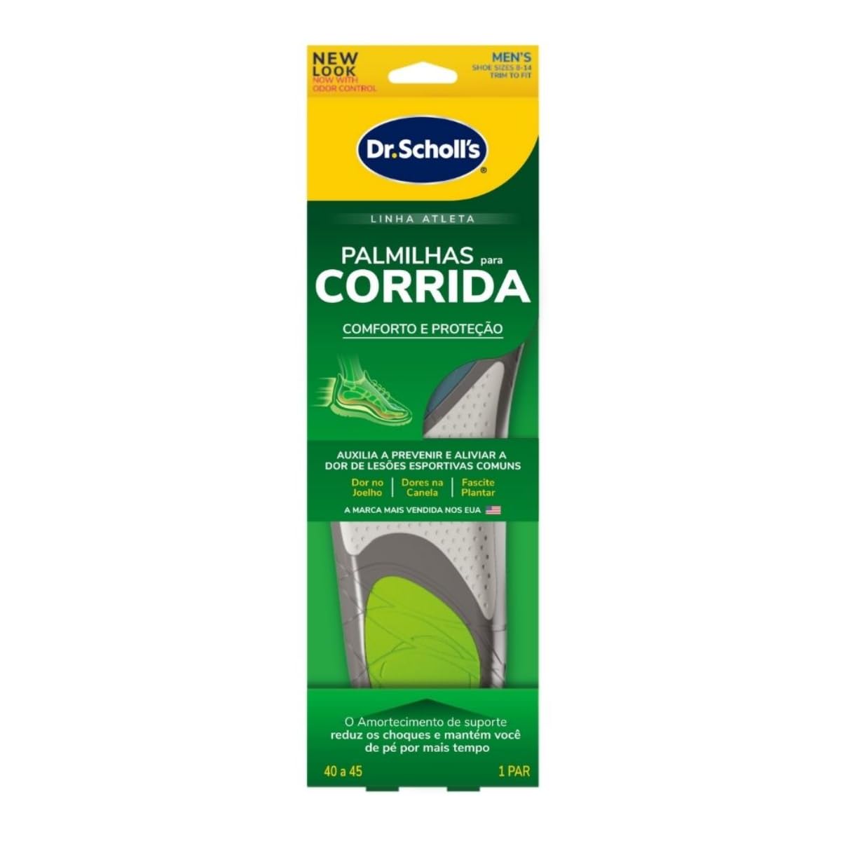 Dr. Scholl's vista frontal del par de plantillas con acolchado y soporte visible, mejora comodidad