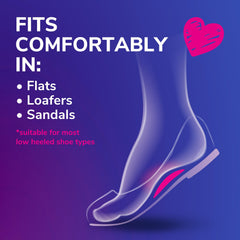 Dr. Scholl's almohadilla colocada en un flat brindando soporte discreto