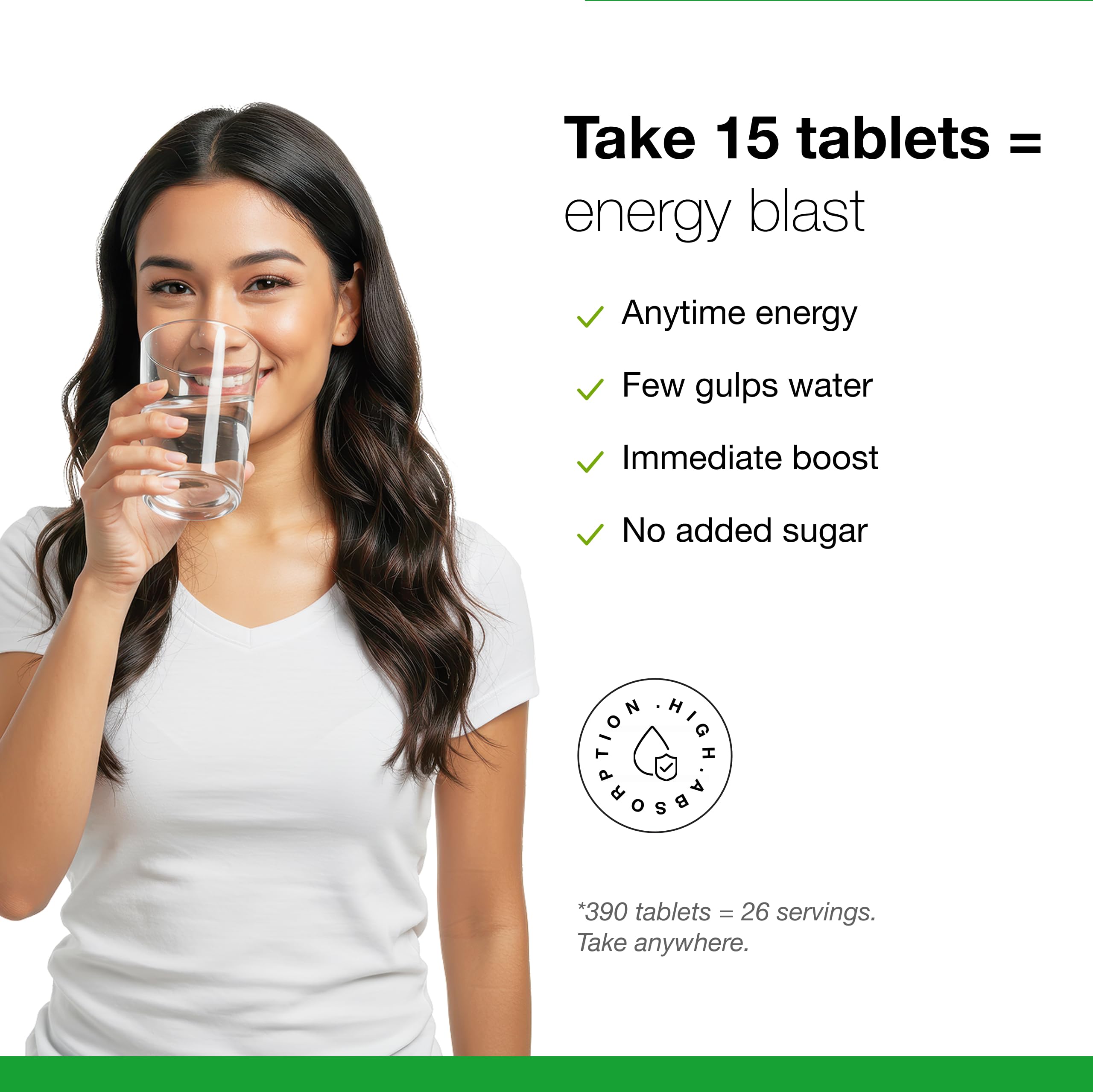 Envase de Dr. Schulze's SuperFood Plus sostenido en mano para mostrar escala y duración del producto