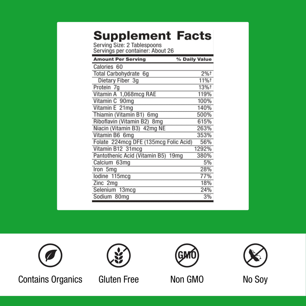 Dr. Schulze's polvo verde detalle de textura y apariencia nutritiva
