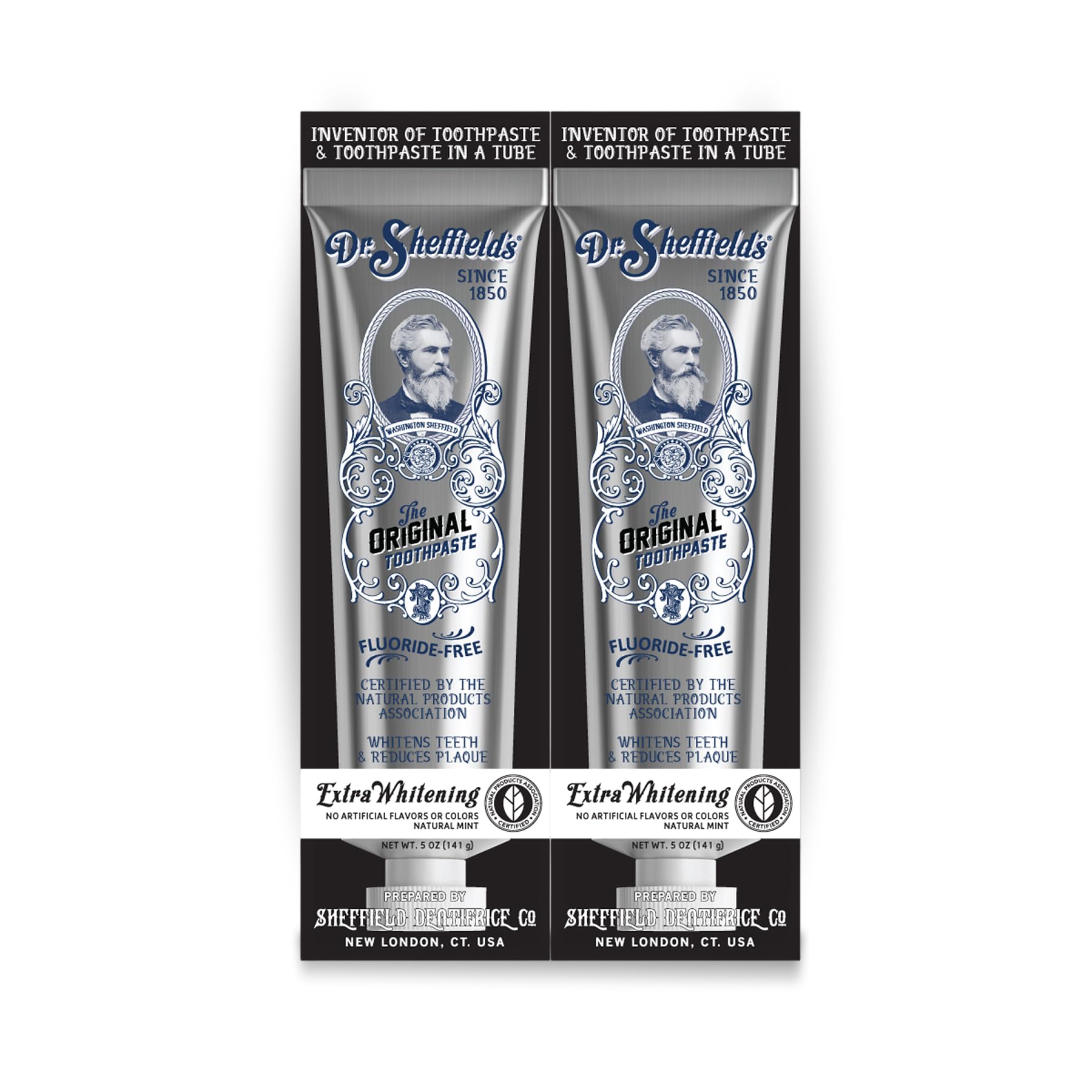 Dr. Sheffield's vista frontal del pack 2 con tubos, muestra confianza