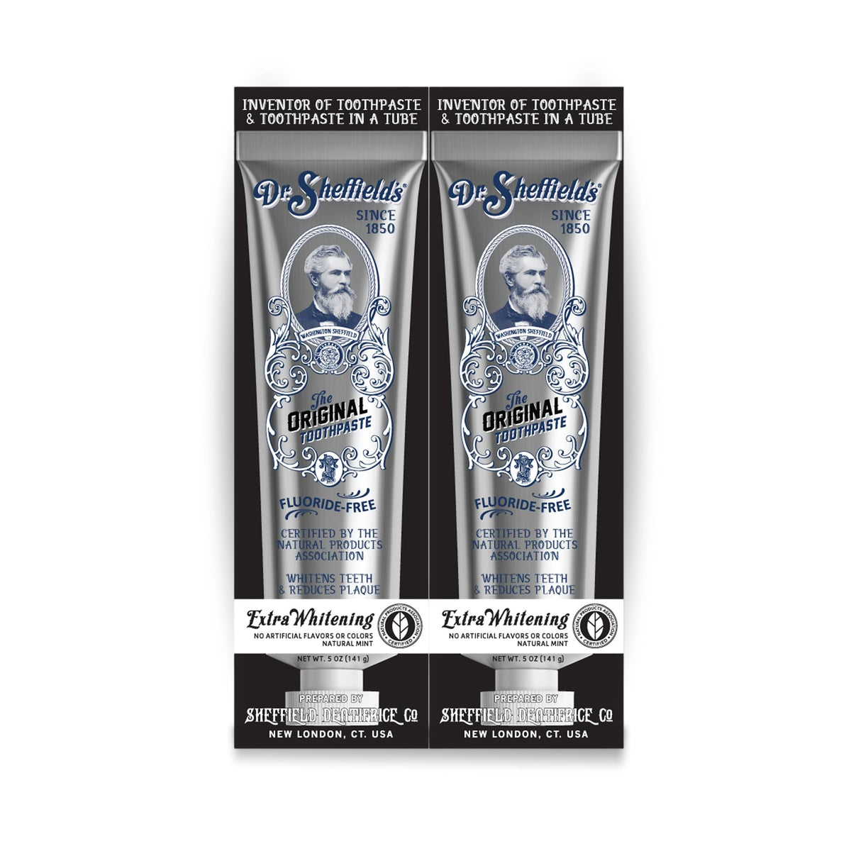 Dr. Sheffield's vista frontal del pack 2 con tubos, muestra confianza