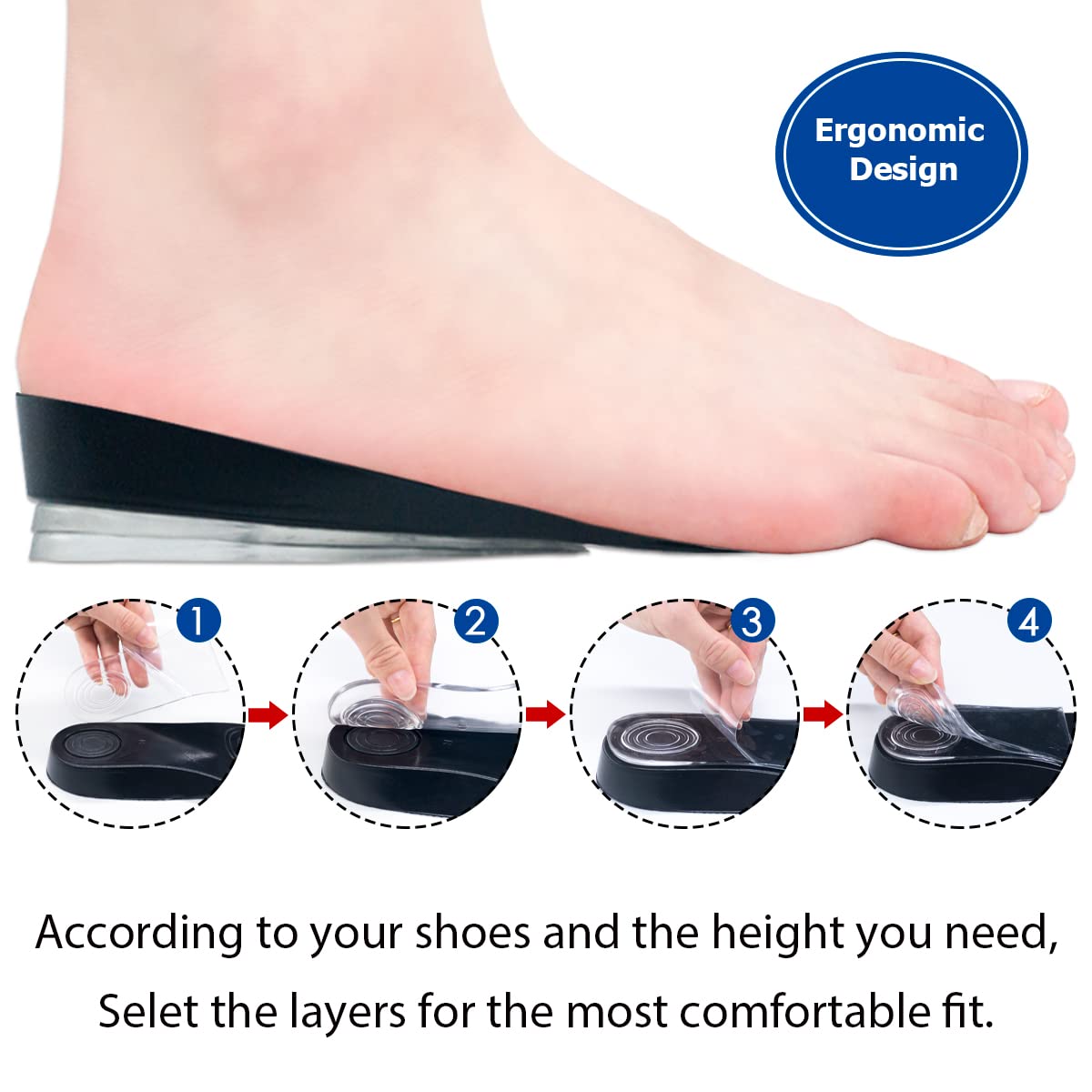 Dr. Shoesert plantilla dentro de zapato demostrando invisibilidad y discreción