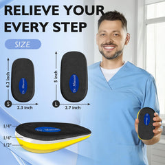 Dr. Shoesert kit con alzas mostrando adhesivo hipoalergénico y componentes