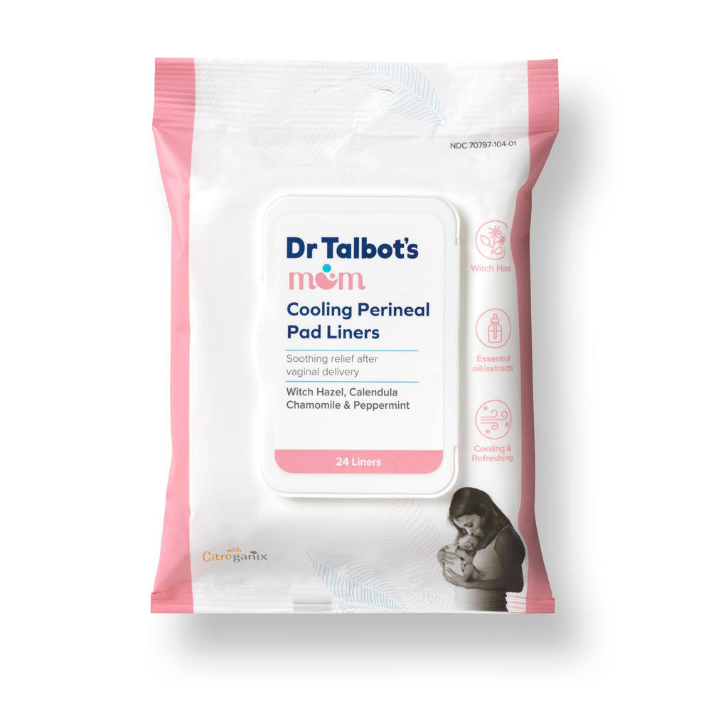 Dr. Talbot's Mom paquete frontal mostrando 24 protectores para alivio posparto
