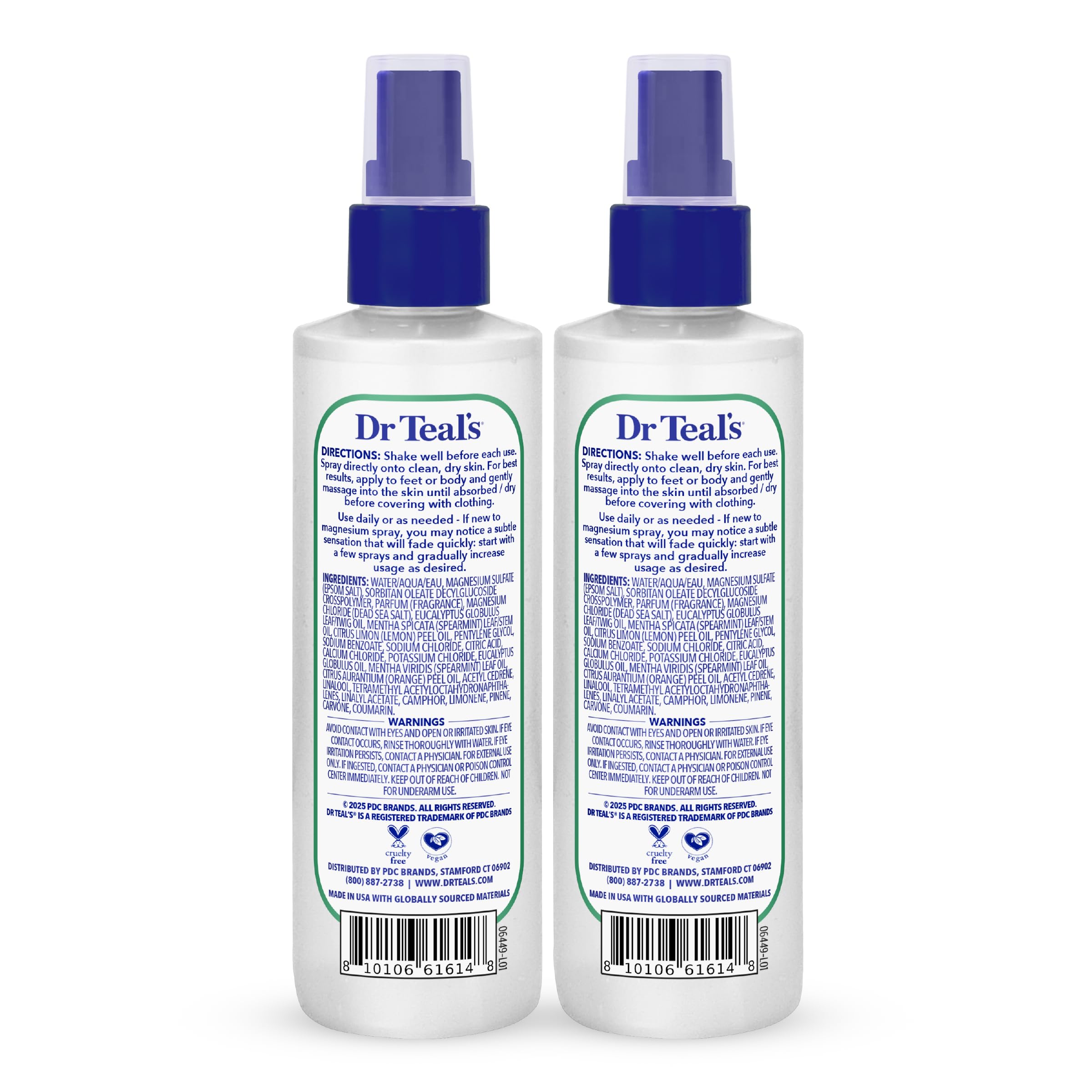 Dr Teal's detalle de la botella y textura del spray beneficio rápida absorción