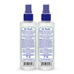 Dr Teal's detalle de la botella y textura del spray beneficio rápida absorción