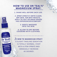 Dr Teal's etiqueta legible con ingredientes y beneficios minerales