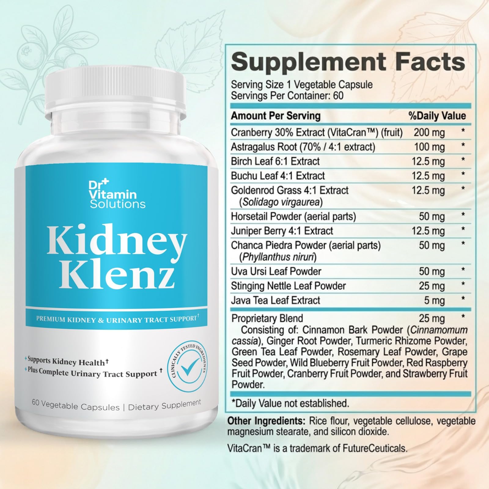 DR VITAMIN SOLUTIONS detalle de etiqueta con ingredientes y transparencia de calidad