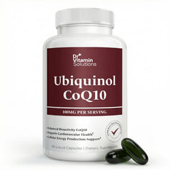 DR VITAMIN SOLUTIONS frasco Kaneka Ubiquinol frontal mostrando etiqueta clara