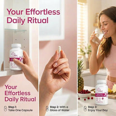 DR VITAMIN SOLUTIONS mujer integrando cápsula en su rutina matutina diaria
