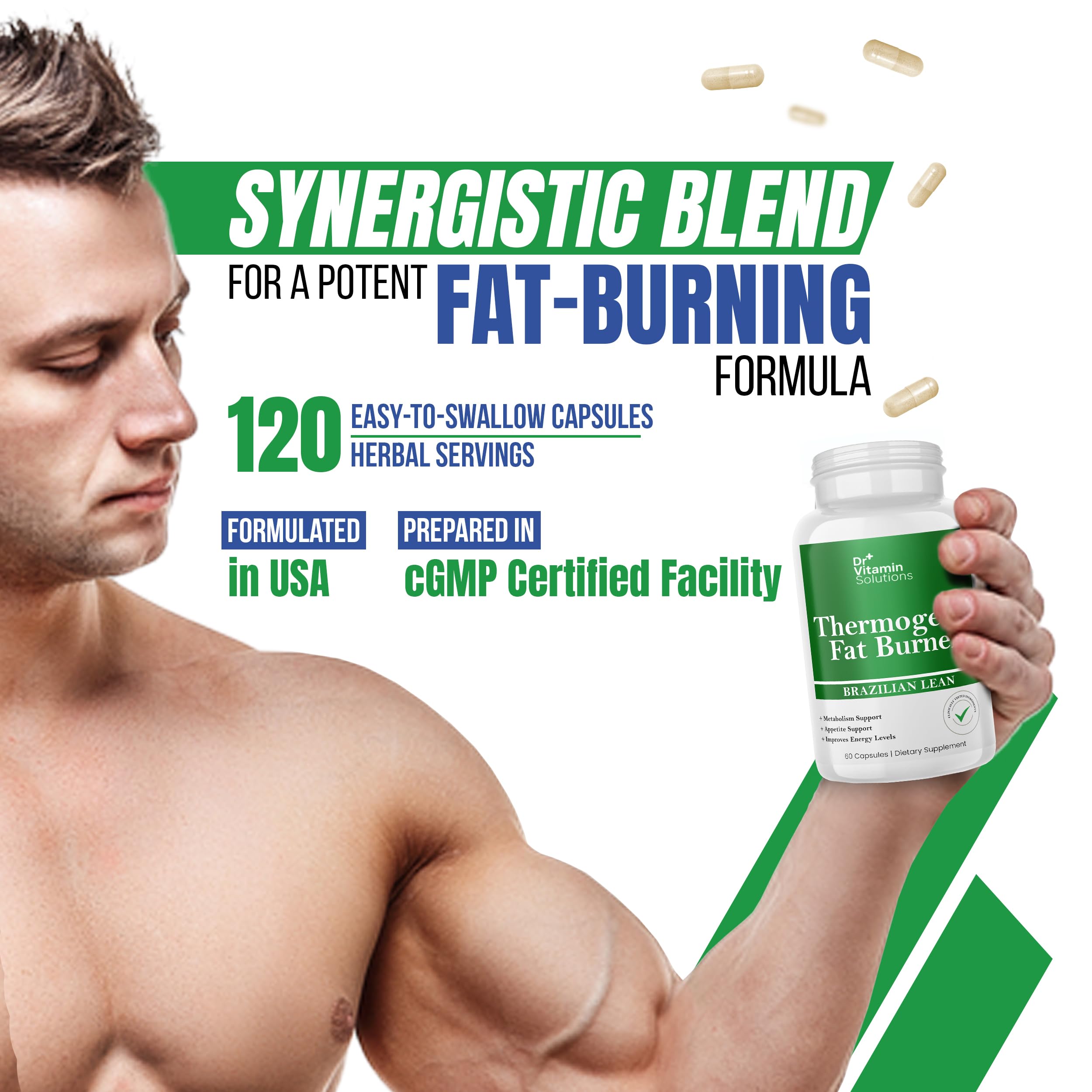 DR VITAMIN SOLUTIONS persona tras entrenamiento tomando una cápsula para recuperación y energía