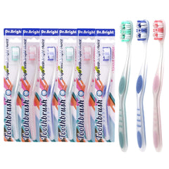 DR.BRIGHT pack frontal mostrando los seis cepillos, práctico para reemplazo