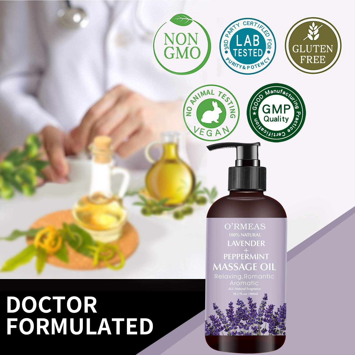 DR.DAVEY botella junto a objetos para comparar tamaño práctico de 300 ml