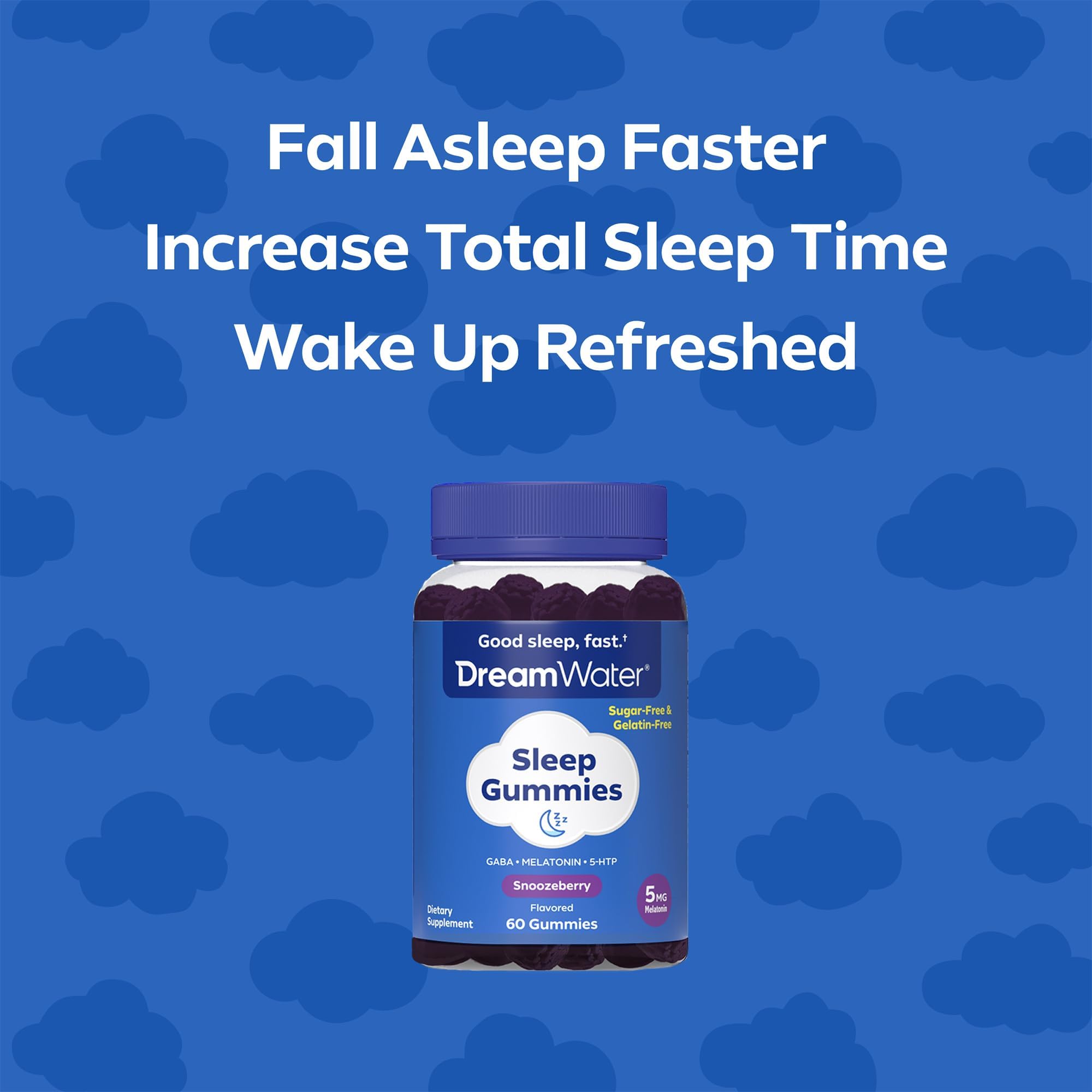 Dream Water etiqueta con ingredientes resaltados y beneficio de fórmula SleepStat