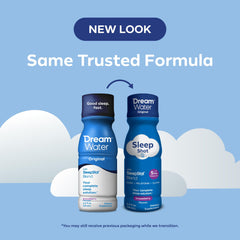Dream Water vial de cerca destacando la dosis rápida y sin azúcar