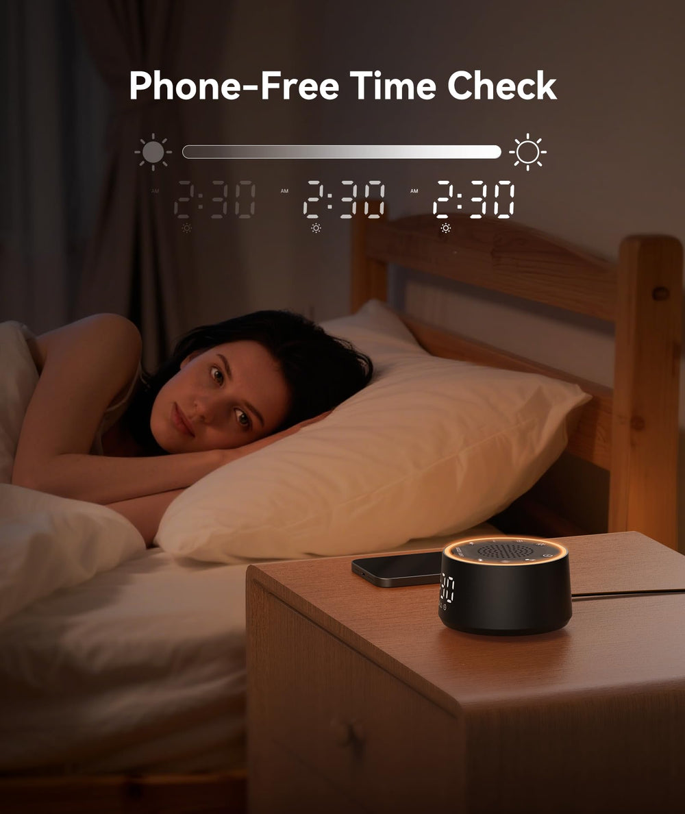 Pantalla del reloj Dreamegg con niveles de brillo ajustables para sueño sin deslumbrar