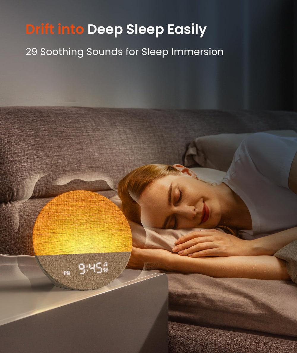 Dreamegg Sunrise 1 sobre mesita de noche, ideal para dormitorio familiar