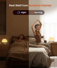 Dreamegg Sunrise 1 en uso reproduciendo sonidos de la naturaleza, ayuda a dormir