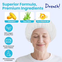 Drench! Medical aplicación del gorro en paciente encamado para higiene sin ducha