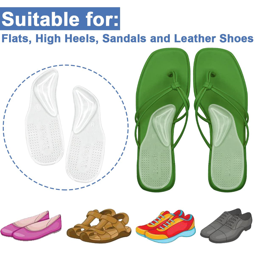 Dr Foot inserto colocado en zapato plano, soporte discreto y estable