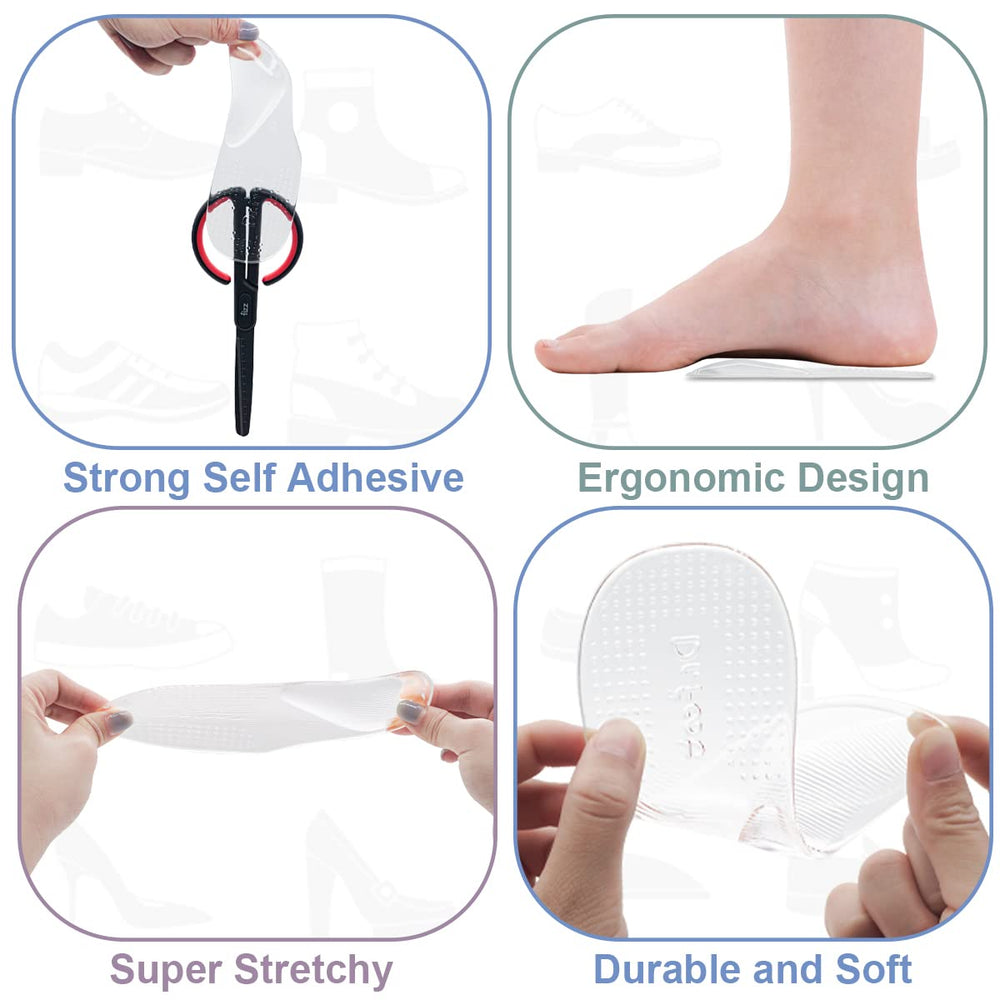 Dr Foot personas de pie usando los insertos para mayor comodidad