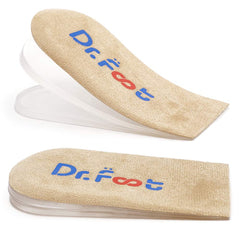 Dr.Foot vista frontal del empaque mostrando alzas apilables y beneficios