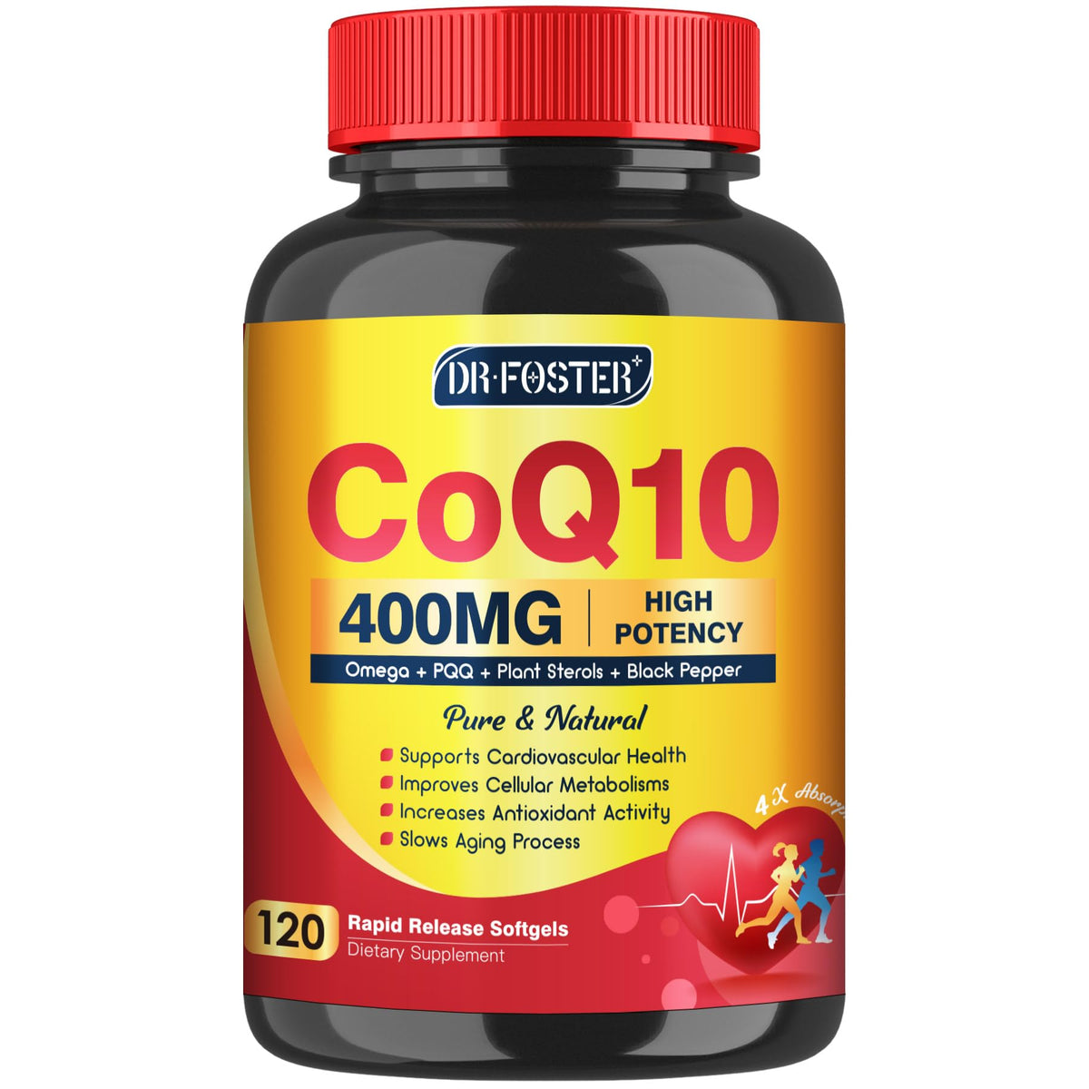 DRFOSTER CoQ10 400 mg, botella de cápsulas blandas para energía diaria
