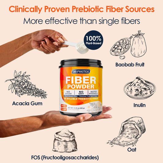 DRFOSTER polvo prebiótico con medidor 5 g para dosis fácil