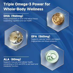 Etiqueta DRFOSTER Omega-3 que destaca pureza y ausencia de mercurio y PCB