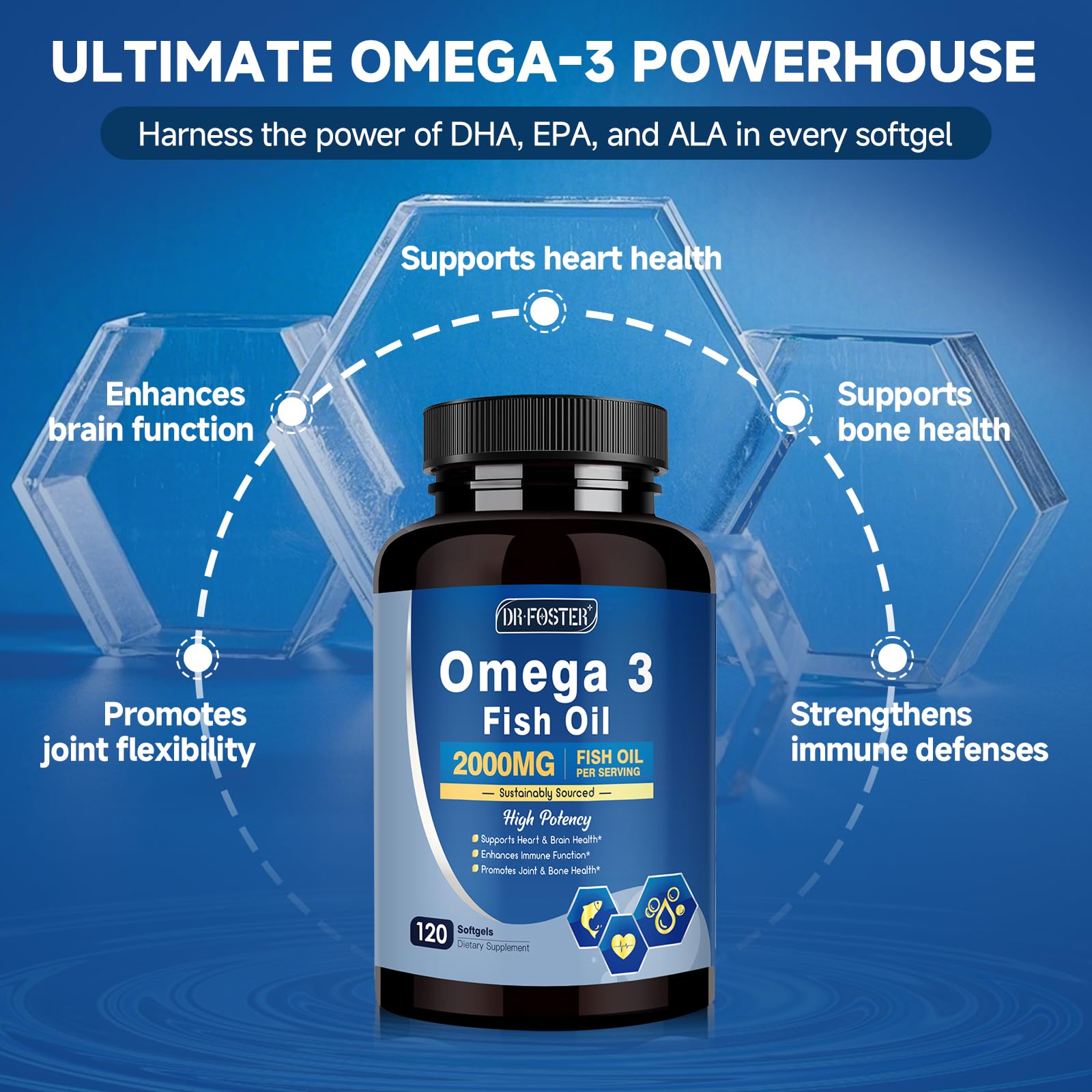 DRFOSTER Omega-3 con D3 y E, antioxidante para la salud general