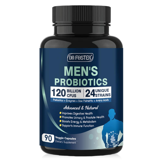 DRFOSTER Probiotics para Hombres: botella frontal, apoyo digestivo diario