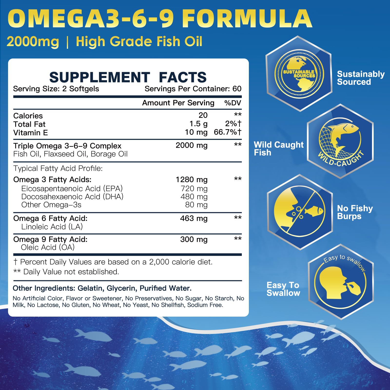 DRFOSTER Omega 3-6-9: botella en primer plano, promueve bienestar cardíaco y mental