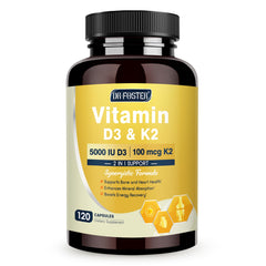 DRFOSTER Vitamina D3 K2 – cápsulas en frasco para soporte óseo y defensa inmunitaria.