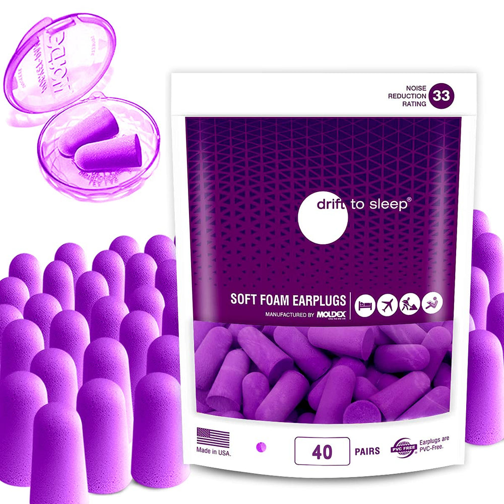 DRIFT TO SLEEP paquete frontal de Moldex Softies mostrando 40 pares y beneficio de protección