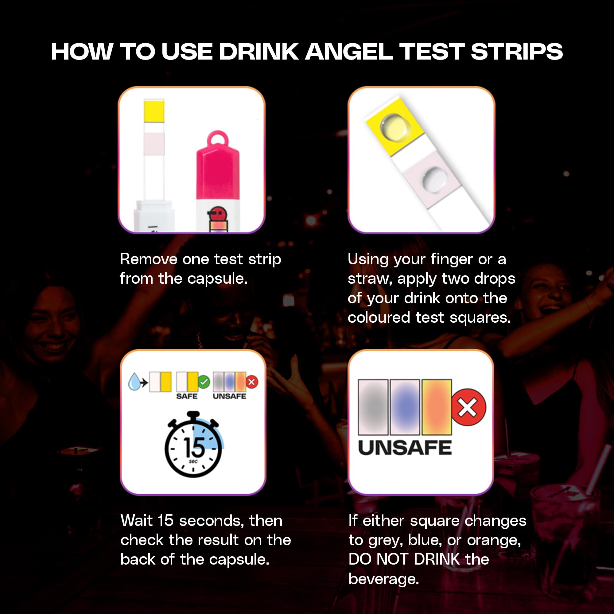 Drink Angel tamaño comparado con moneda, compacto y portátil