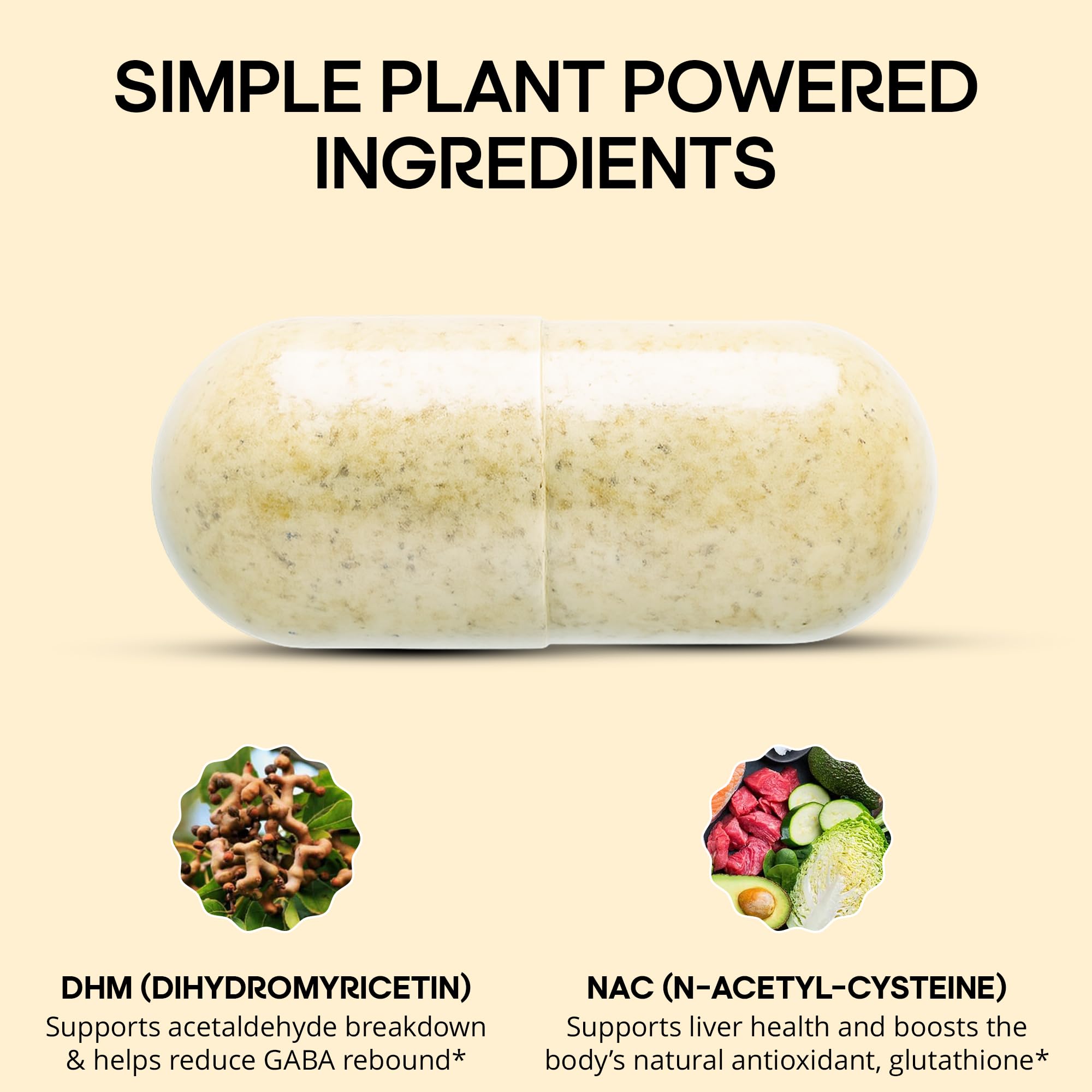 drinkwel ilustración de ingredientes DHM y NAC destacando acción complementaria