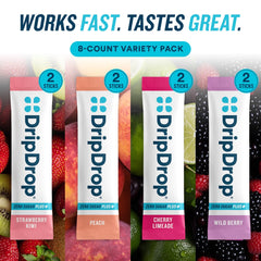 DripDrop etiqueta de ingredientes con lista de electrolitos y vitaminas clave