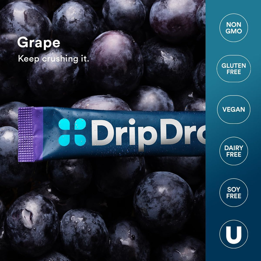 DripDrop ingredientes naturales como frutas y cúrcuma, sin colores sintéticos