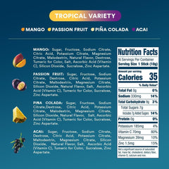 DripDrop ingredientes naturales como frutas y cúrcuma mostrando colores naturales
