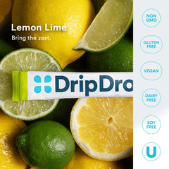 DripDrop etiqueta con instrucciones y lista de electrolitos para uso seguro