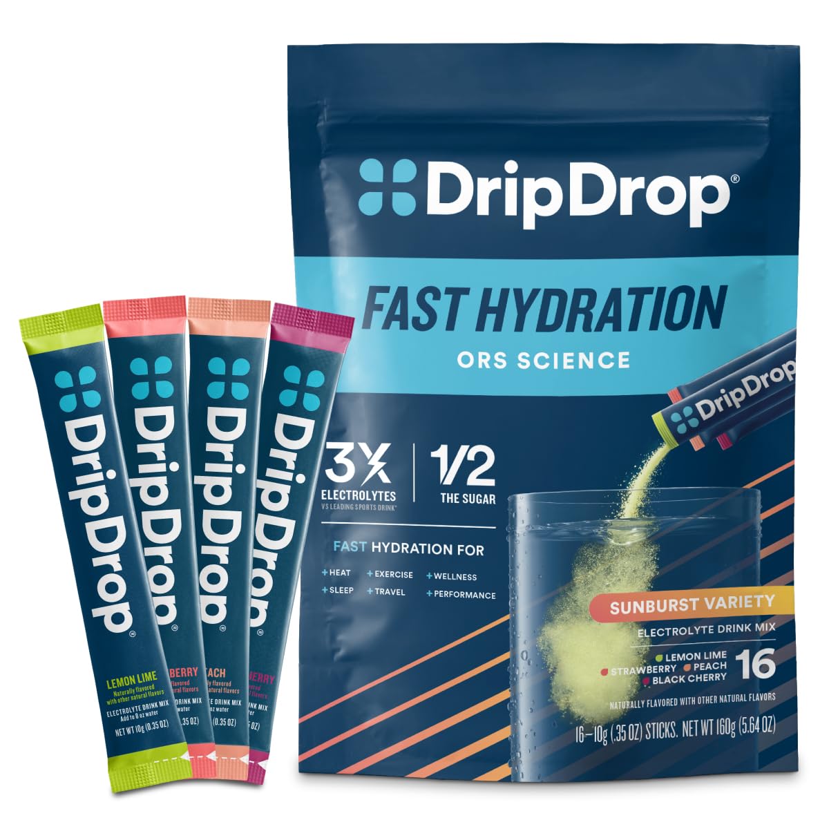 DripDrop pack frontal Sunburst mostrando diseño y conveniencia
